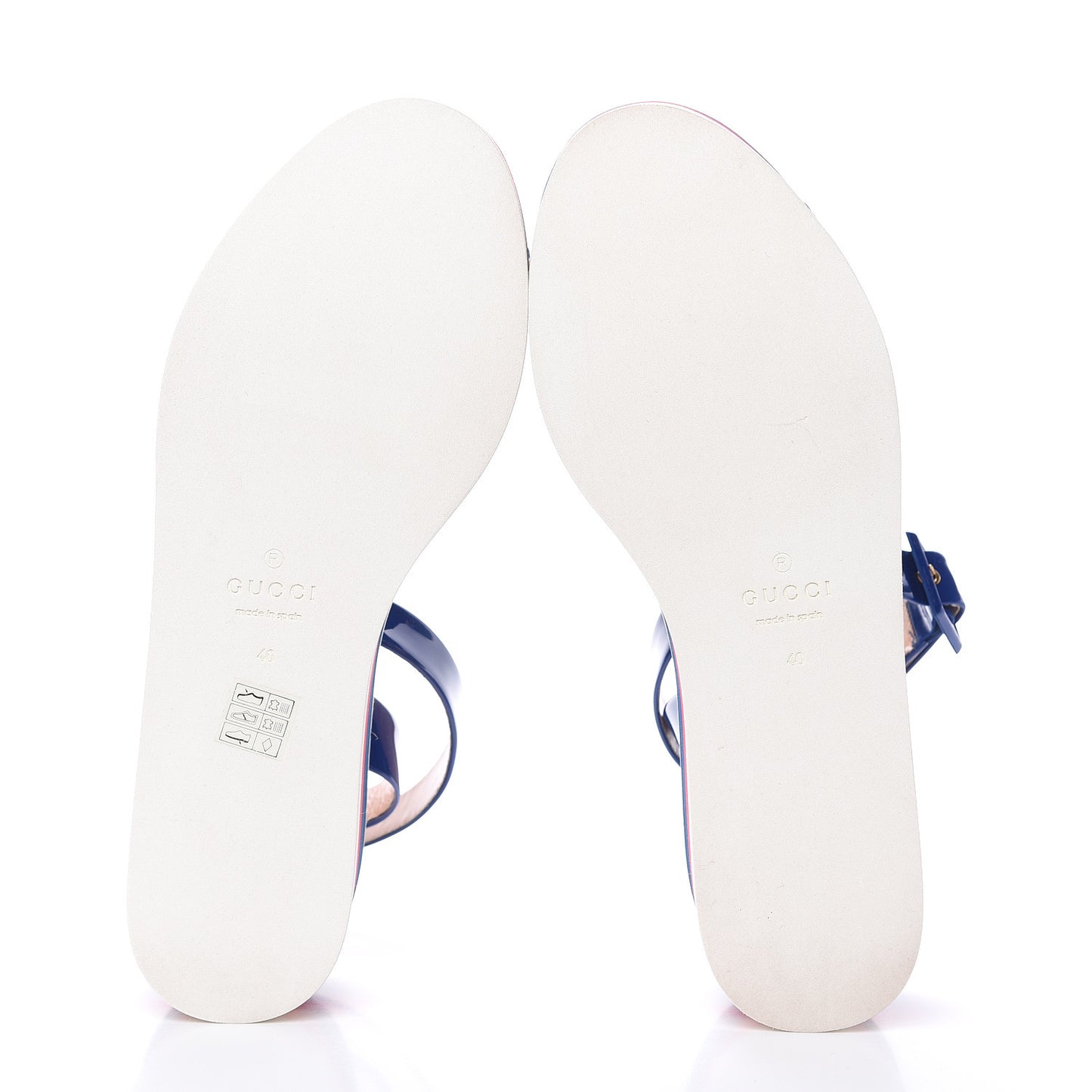 Patent Cotton Gingham Sefir Espadrille Platform Sandals 40 Blue White