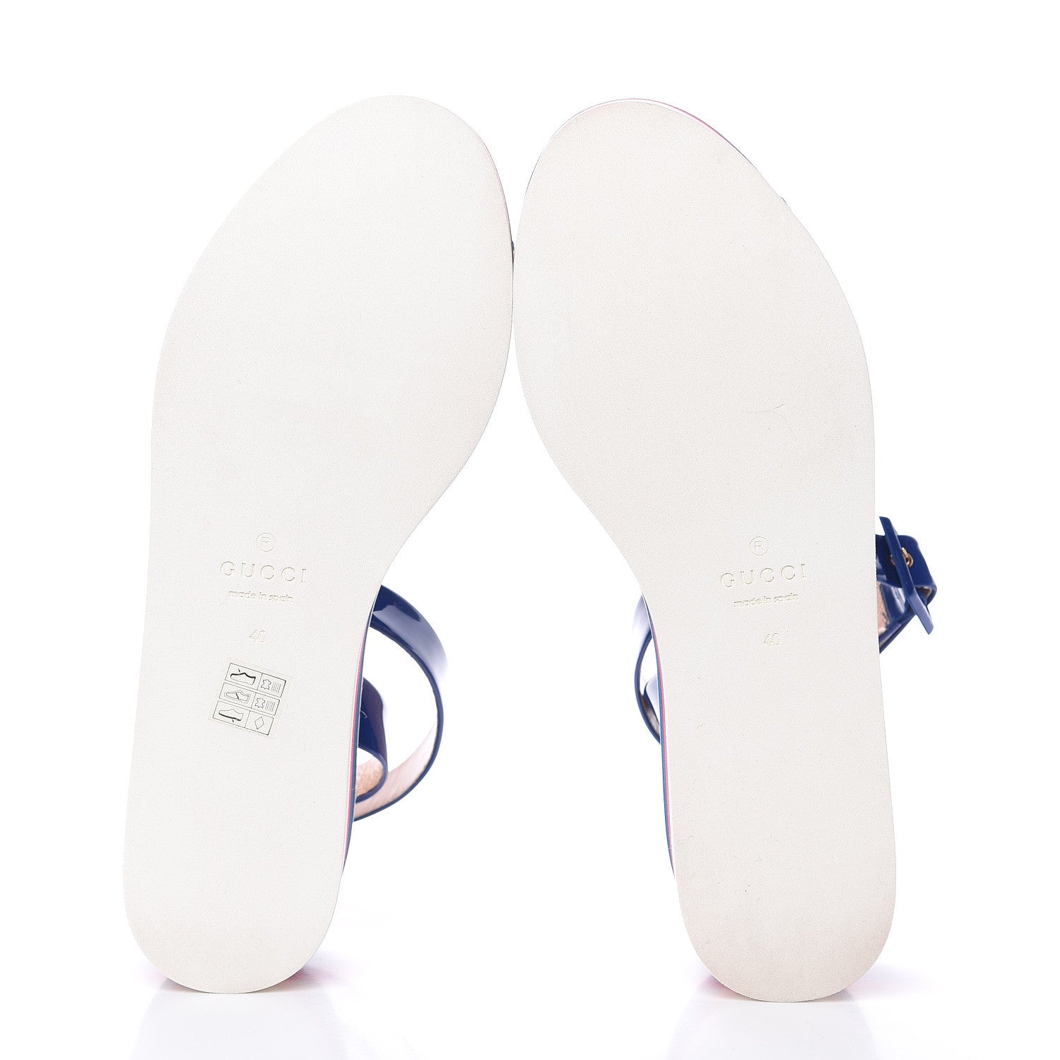 Gucci Patent Cotton Gingham Sefir Espadrille Platform Sandals 40 Blue White 5 of 9