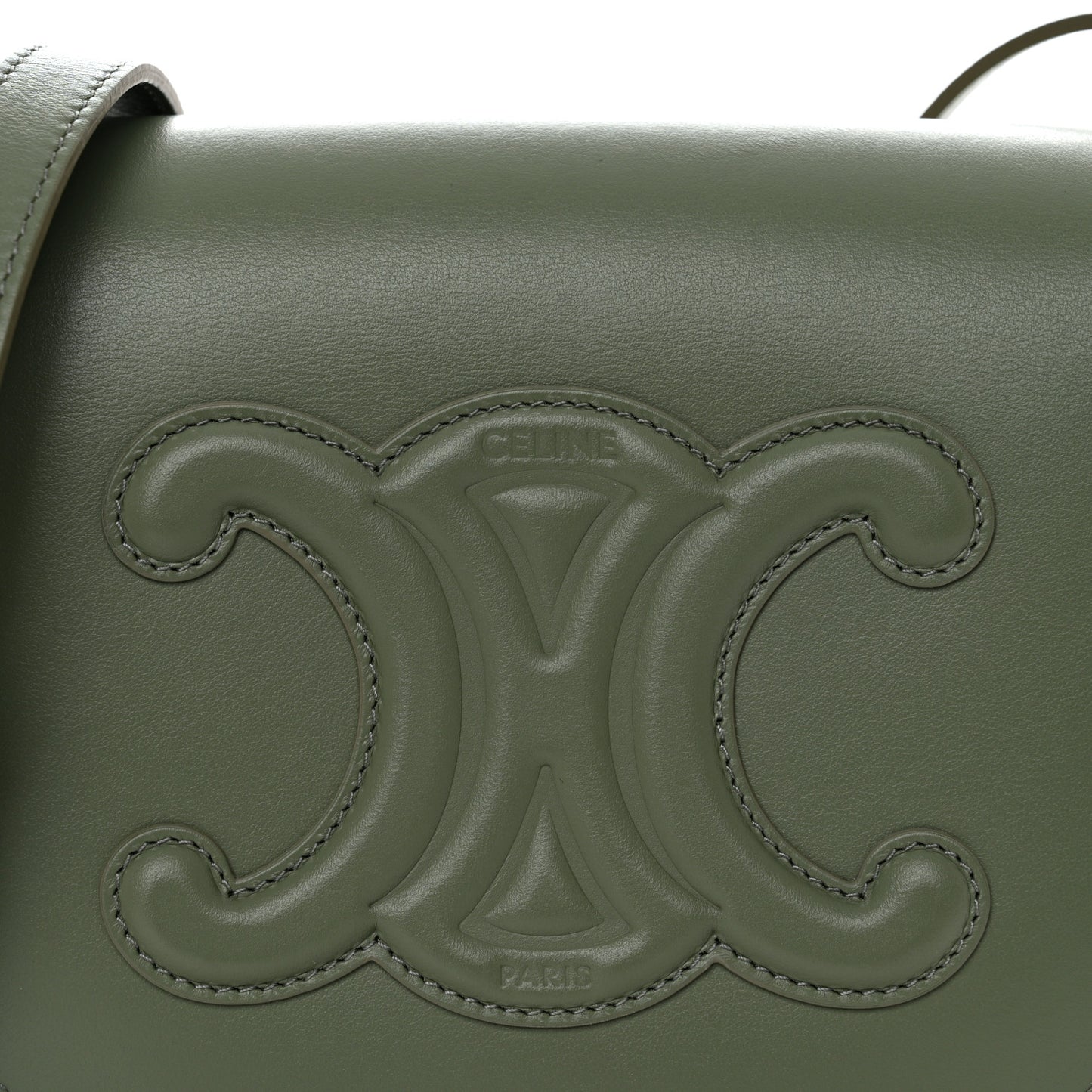 Smooth Calfskin Cuir Triomphe Folco Crossbody Bag Army Green