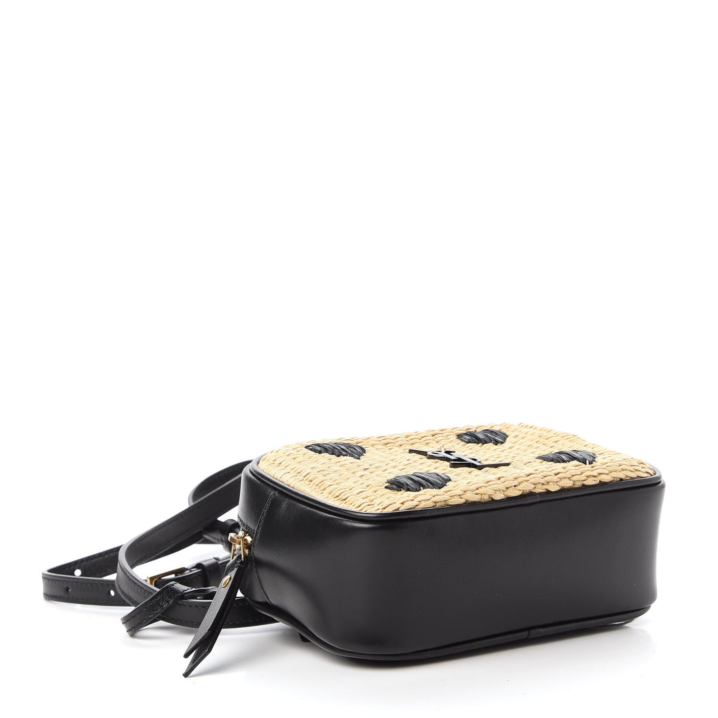 Raffia Canvas Monogram Lou Heart Belt Bag Beige Black