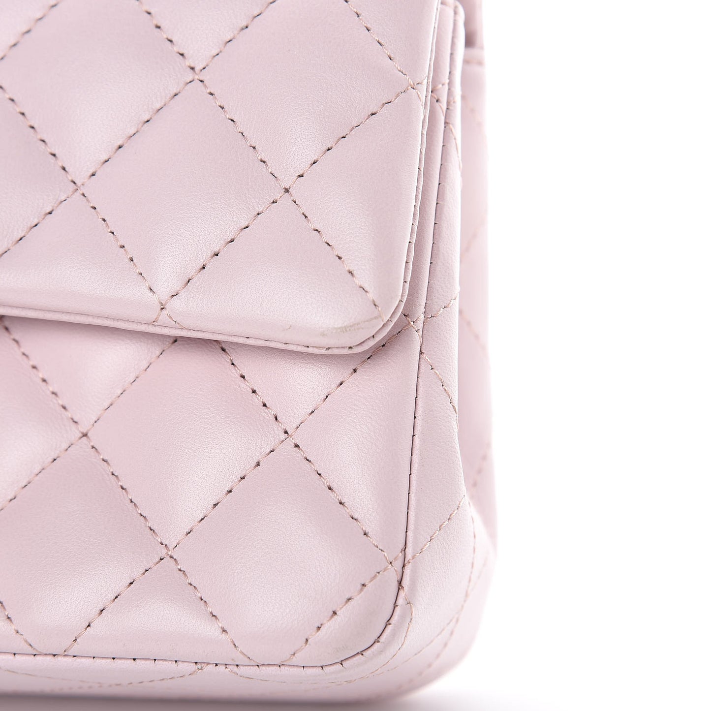 Lambskin Quilted Mini Rectangular Flap Light Pink