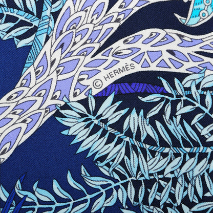 Hermes Silk Maitres de la Foret Scarf 90 Marine Lavande Turquoise 6 of 6