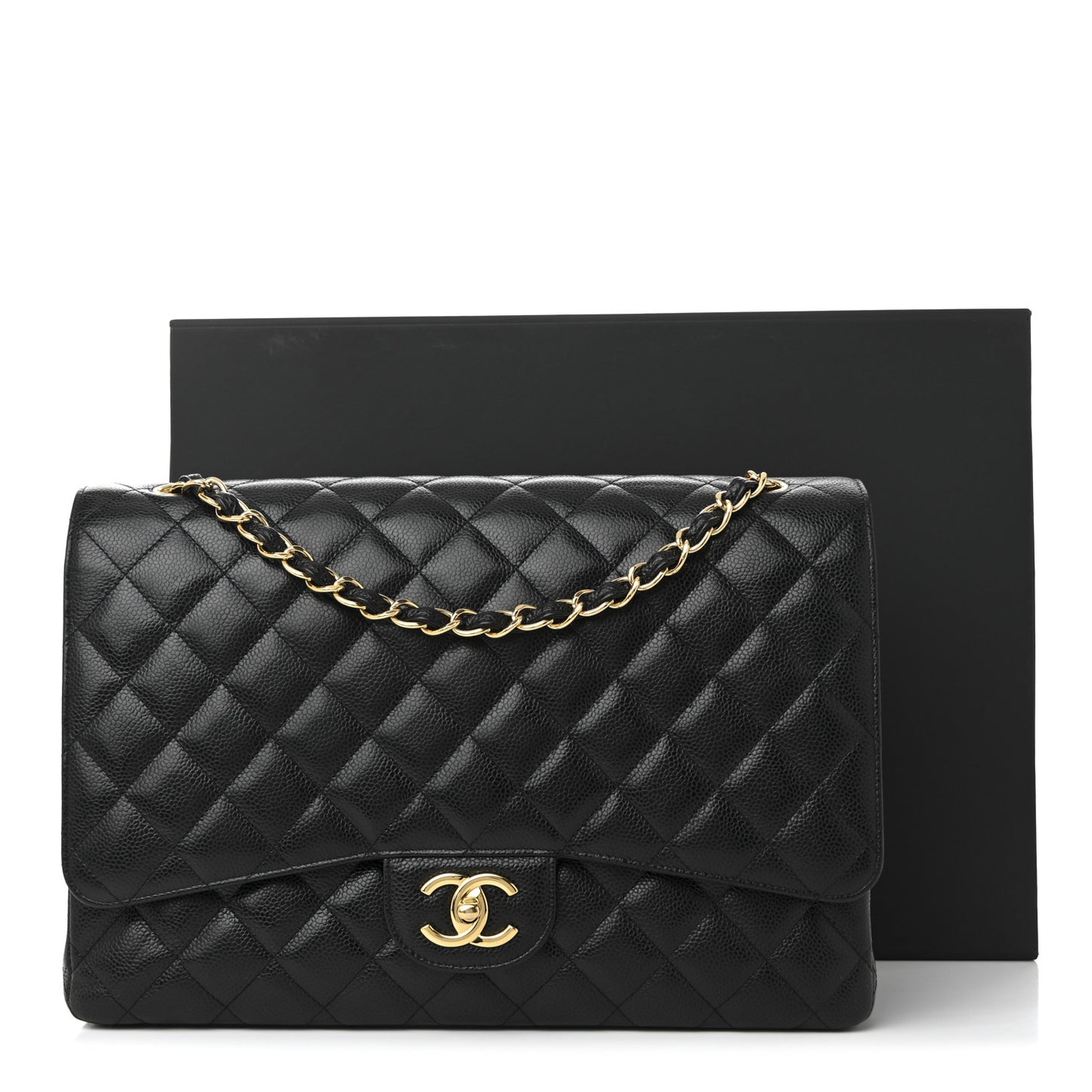 Caviar Quilted Maxi Double Flap Black