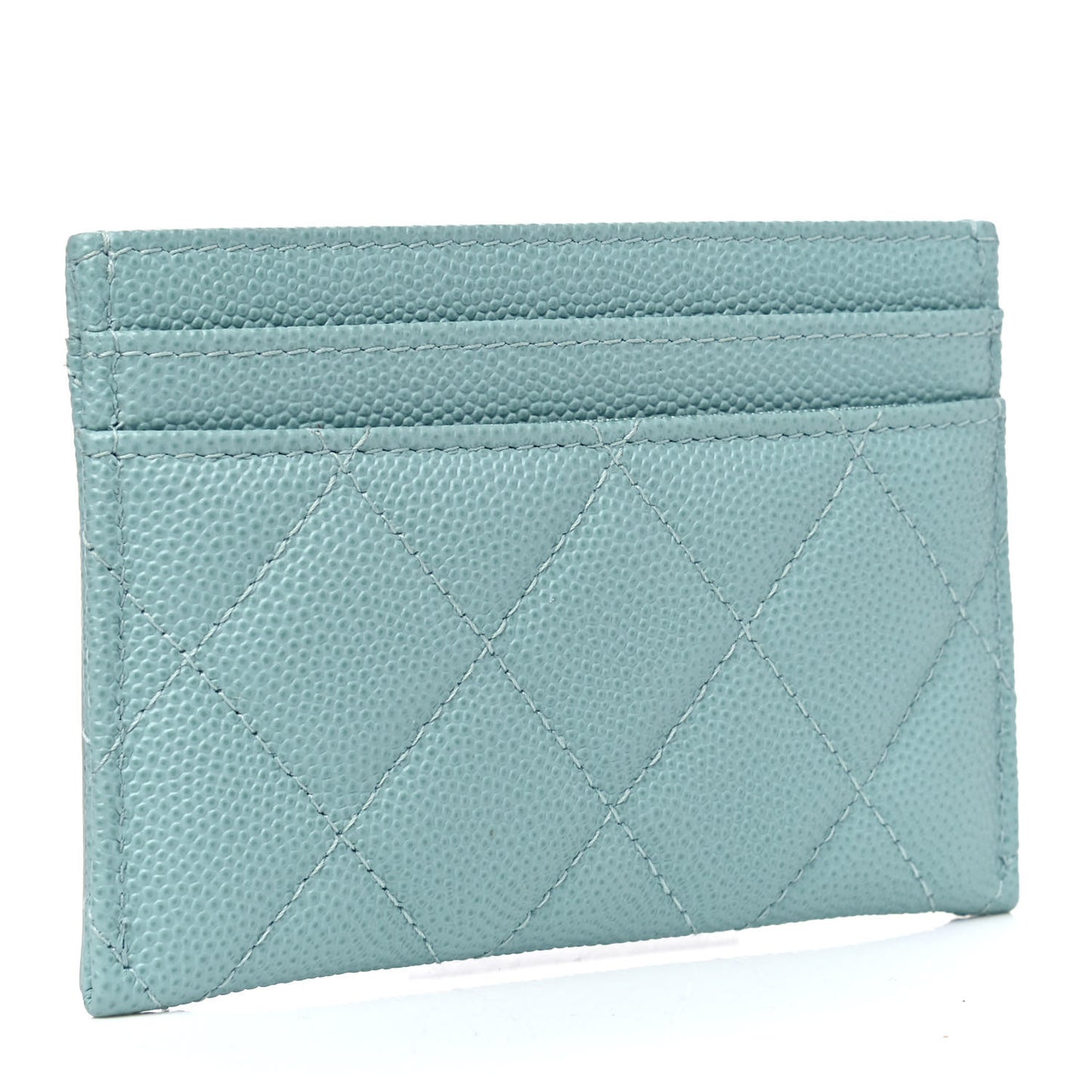 Caviar Quilted Filigree Card Holder Light Blue