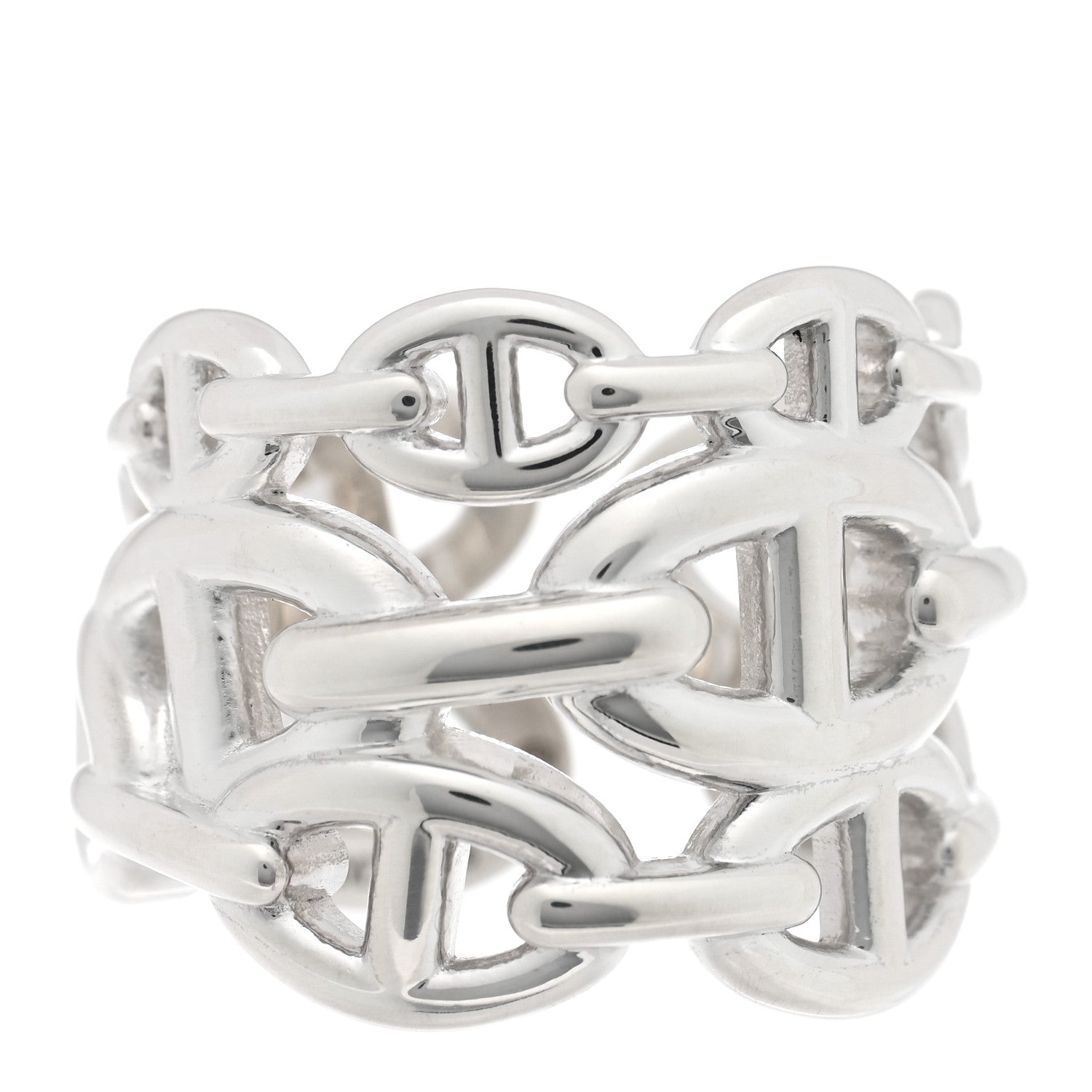 Hermes Sterling Silver GM Chaine d'ncre Enchainee Band Ring 58 8.25 1 of 5