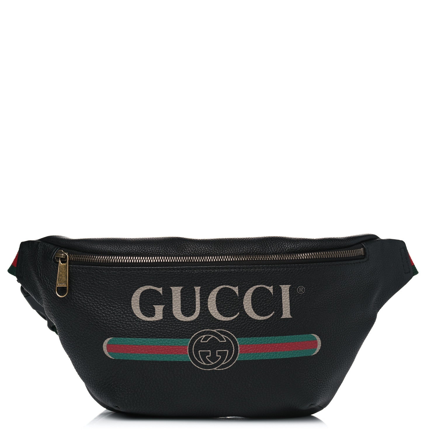 Gucci Grained Calfskin Logo Belt Bag Black 1 of 4