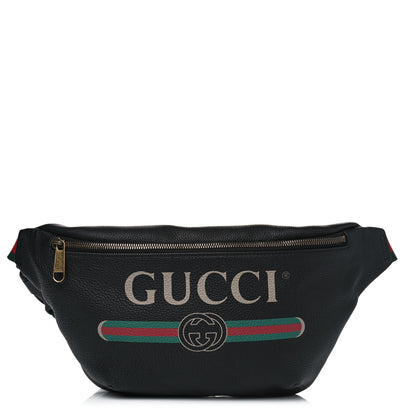 Gucci Grained Calfskin Logo Belt Bag Black 1 of 4