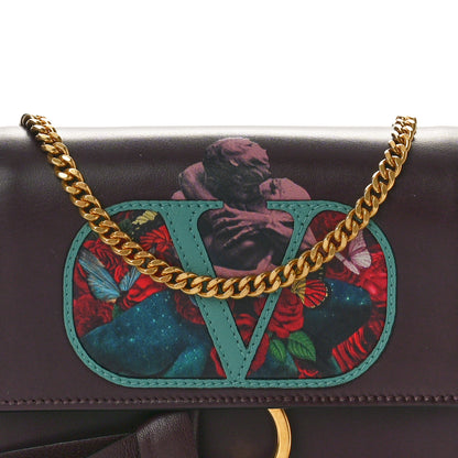 Valentino Garavani X UNDERCOVER Smooth Calfskin Graphic Print VSling Chain Crossbody Bag Rubin 7 of 9
