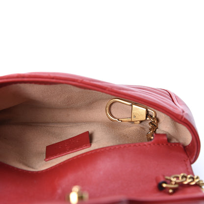 Gucci Calfskin Matelasse Super Mini GG Marmont Shoulder Bag Hibiscus Red 4 of 12