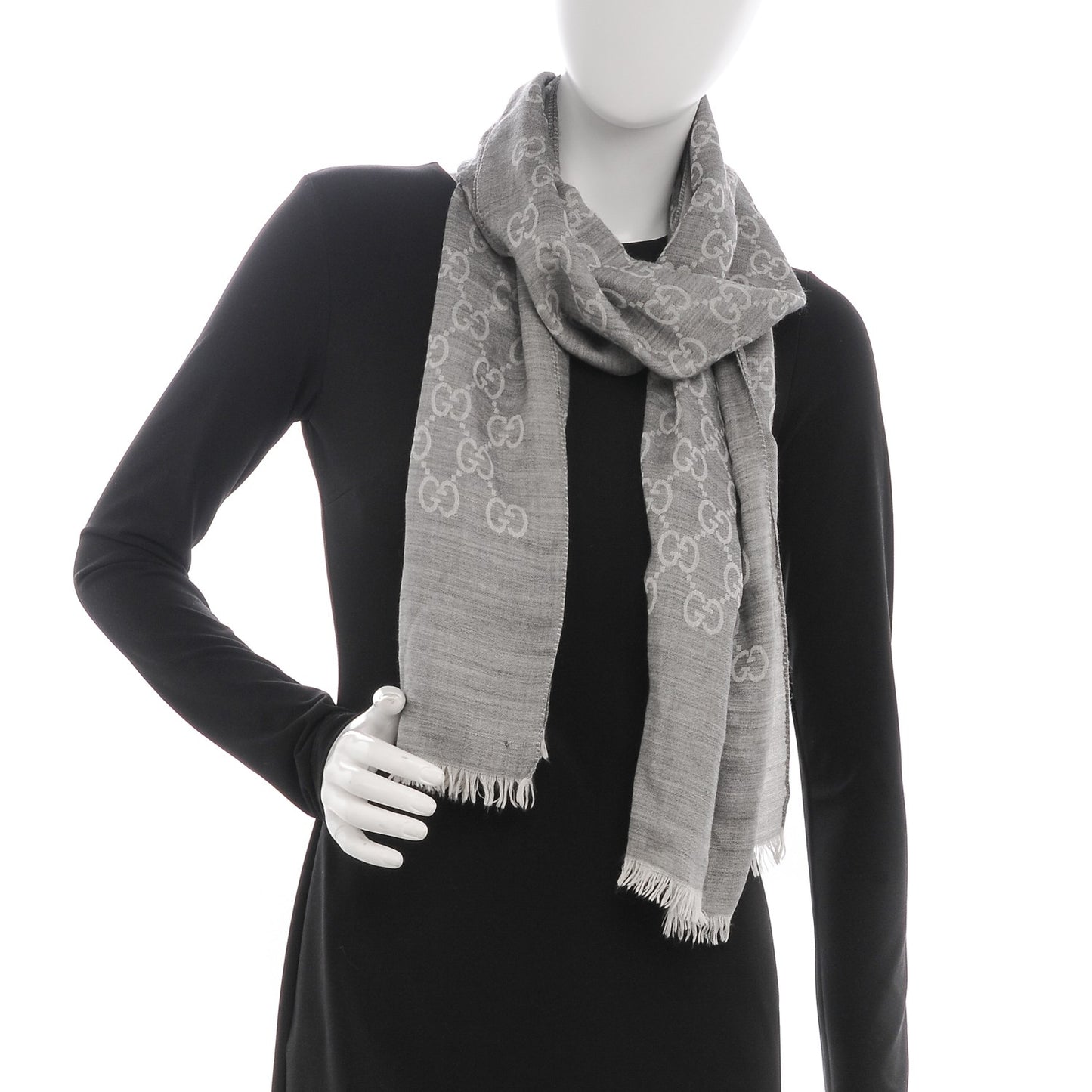 Wool Silk GG Monogram GGNat Scarf Lead