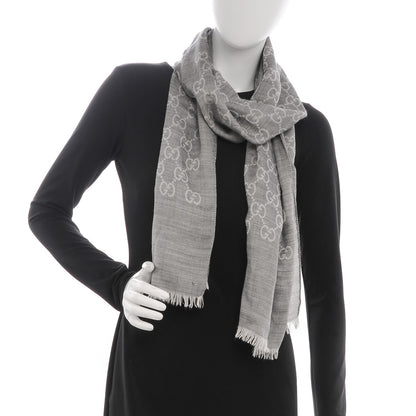 Gucci Wool Silk GG Monogram GGNat Scarf Lead 2 of 7