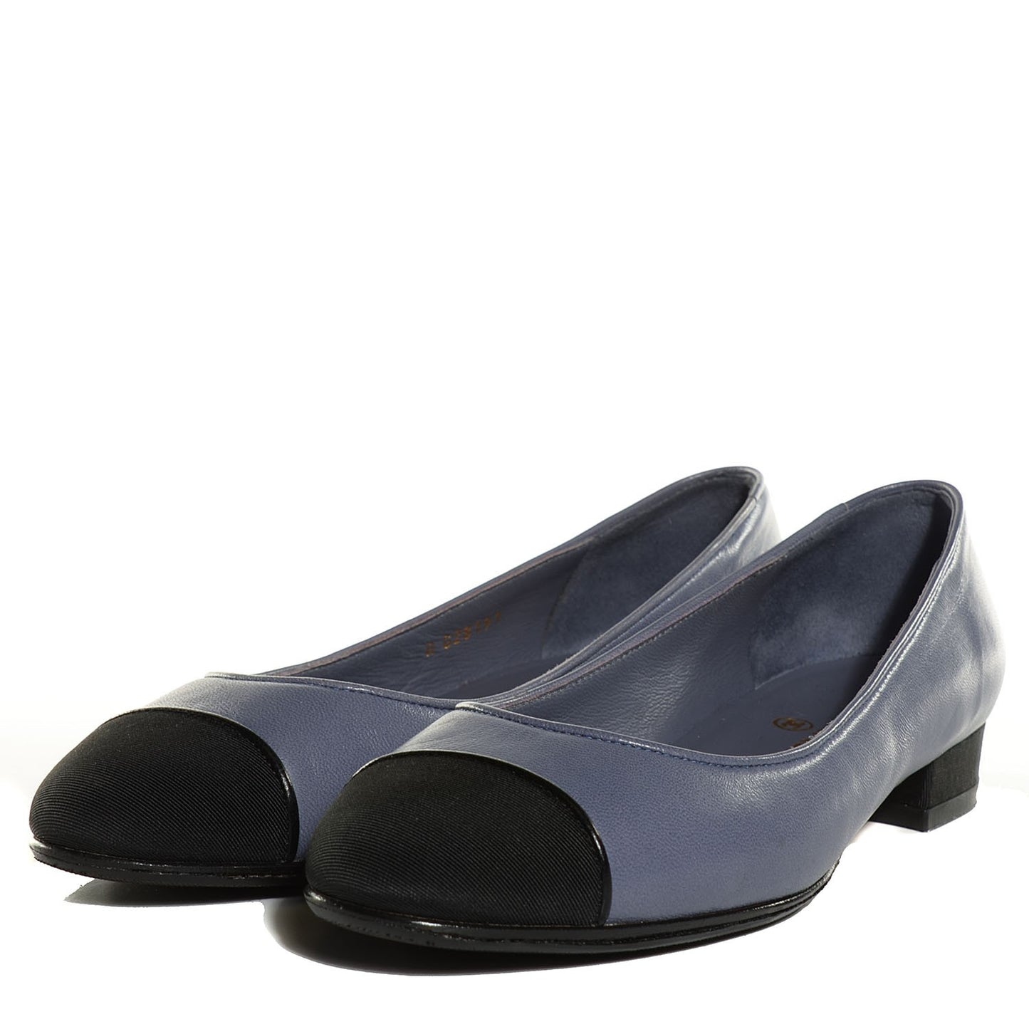 Lambskin Grosgrain Cap Toe Ballerina Flats 37 Purple Black
