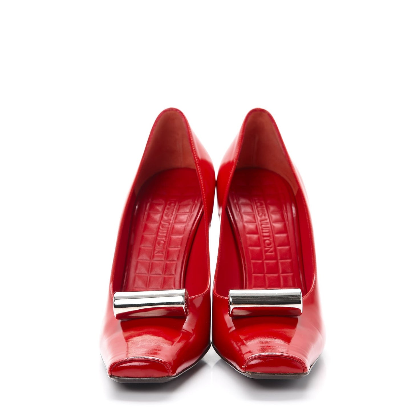 Patent Pumps 38.5 Red Silver