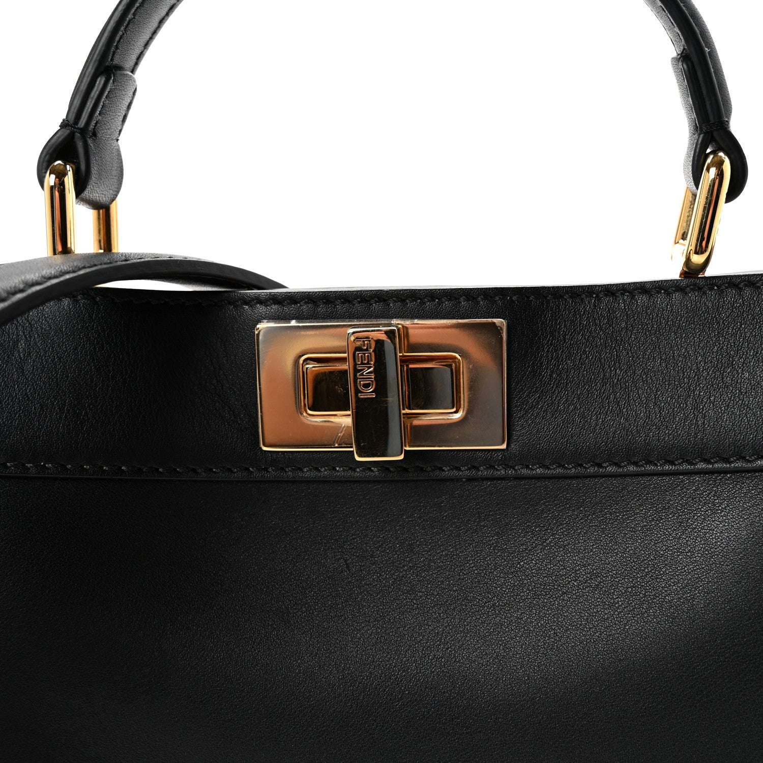Fendi Vitello Seta Nappa Bi-Color Small Peekaboo I SEE U Satchel Black Light Rose Tortora 7 of 9