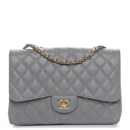 Chanel Caviar Quilted Jumbo Single Flap Grey 1 of 8