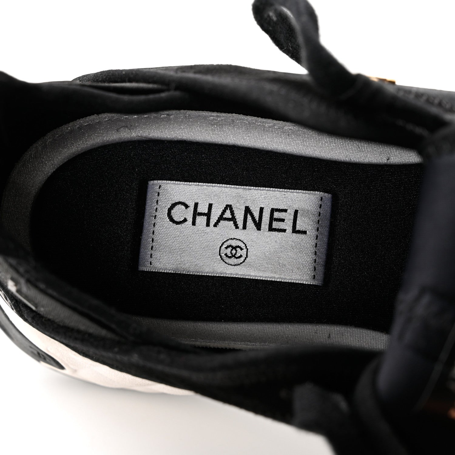 Chanel Velvet Calfskin Mixed Fibers CC Sneakers 39.5 Black 7 of 9