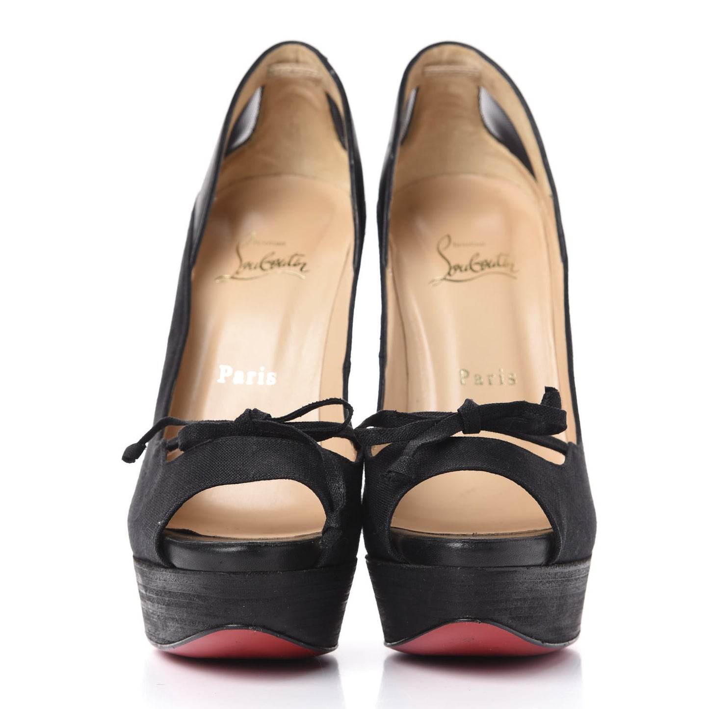 Crelino Calfskin Maleva 150 Peep Toe Platform Pumps 38.5 Black