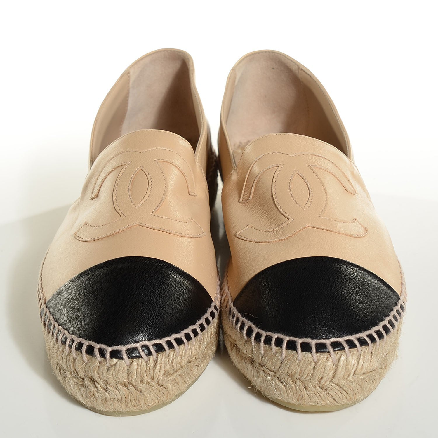 Chanel Lambskin CC Espadrilles 40 Beige Black 2 of 8