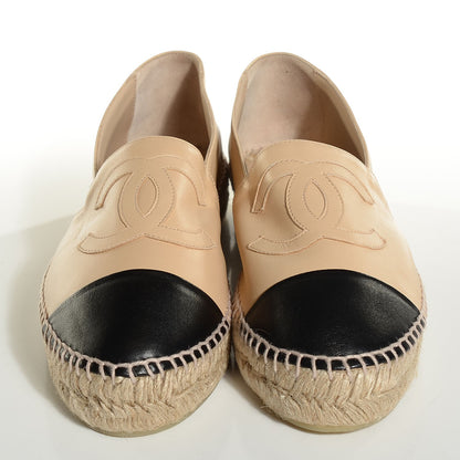 Chanel Lambskin CC Espadrilles 40 Beige Black 2 of 8