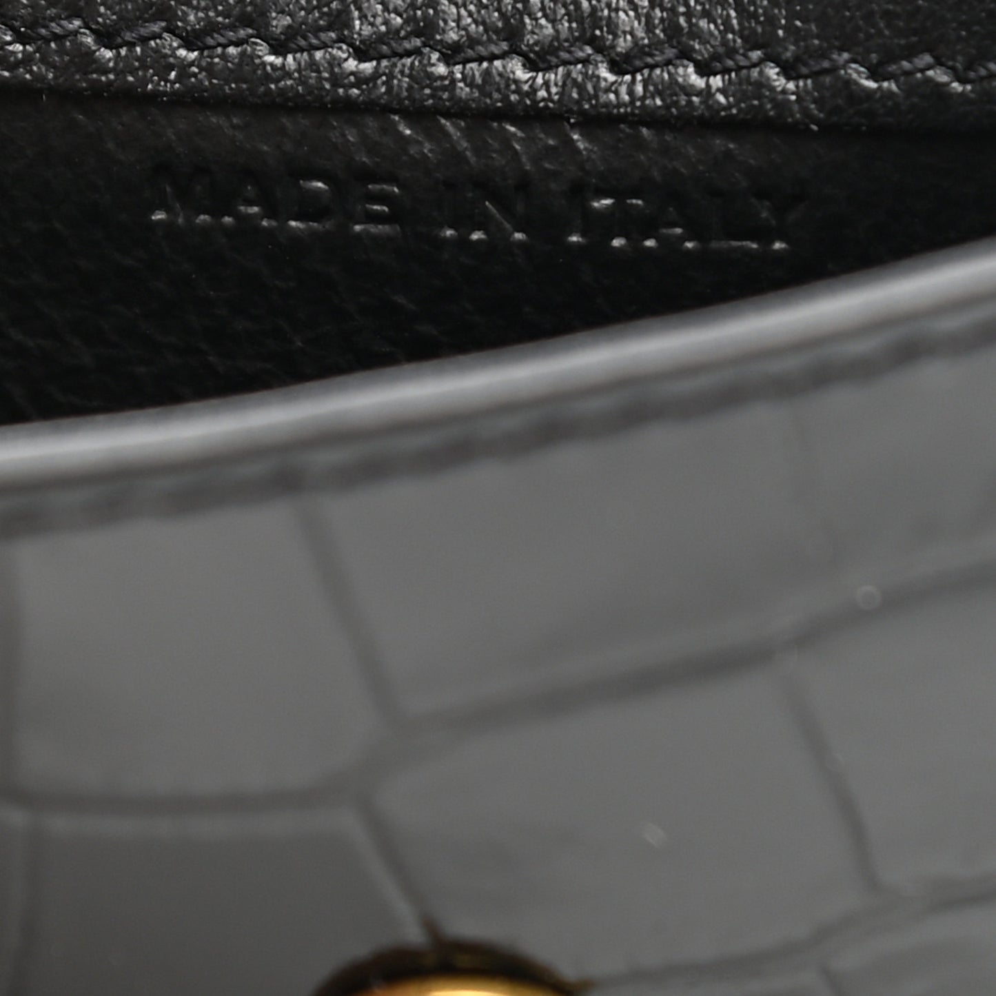 Calfskin Crocodile Embossed Uptown Monogram Card Case Black