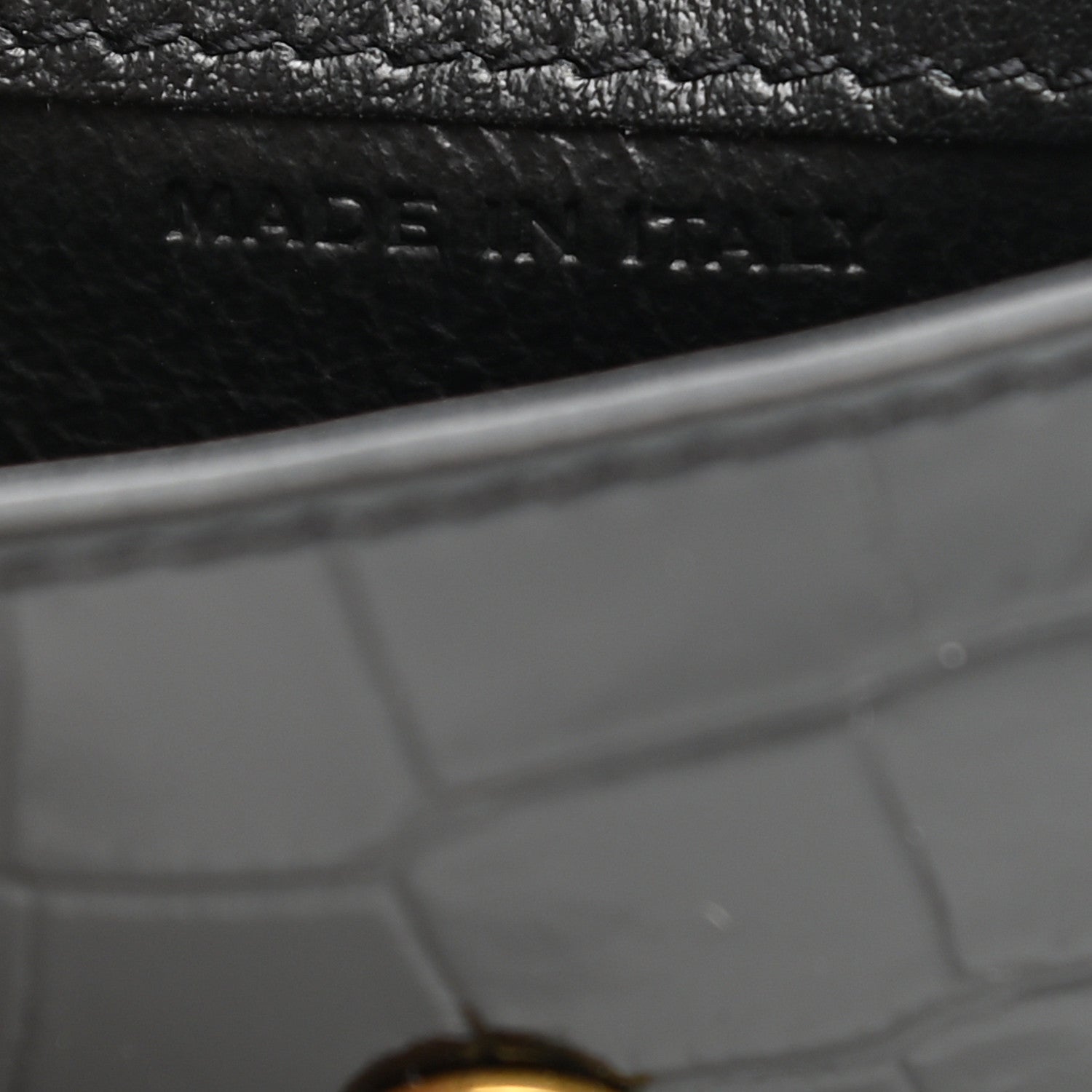 Saint Laurent Calfskin Crocodile Embossed Uptown Monogram Card Case Black 6 of 9