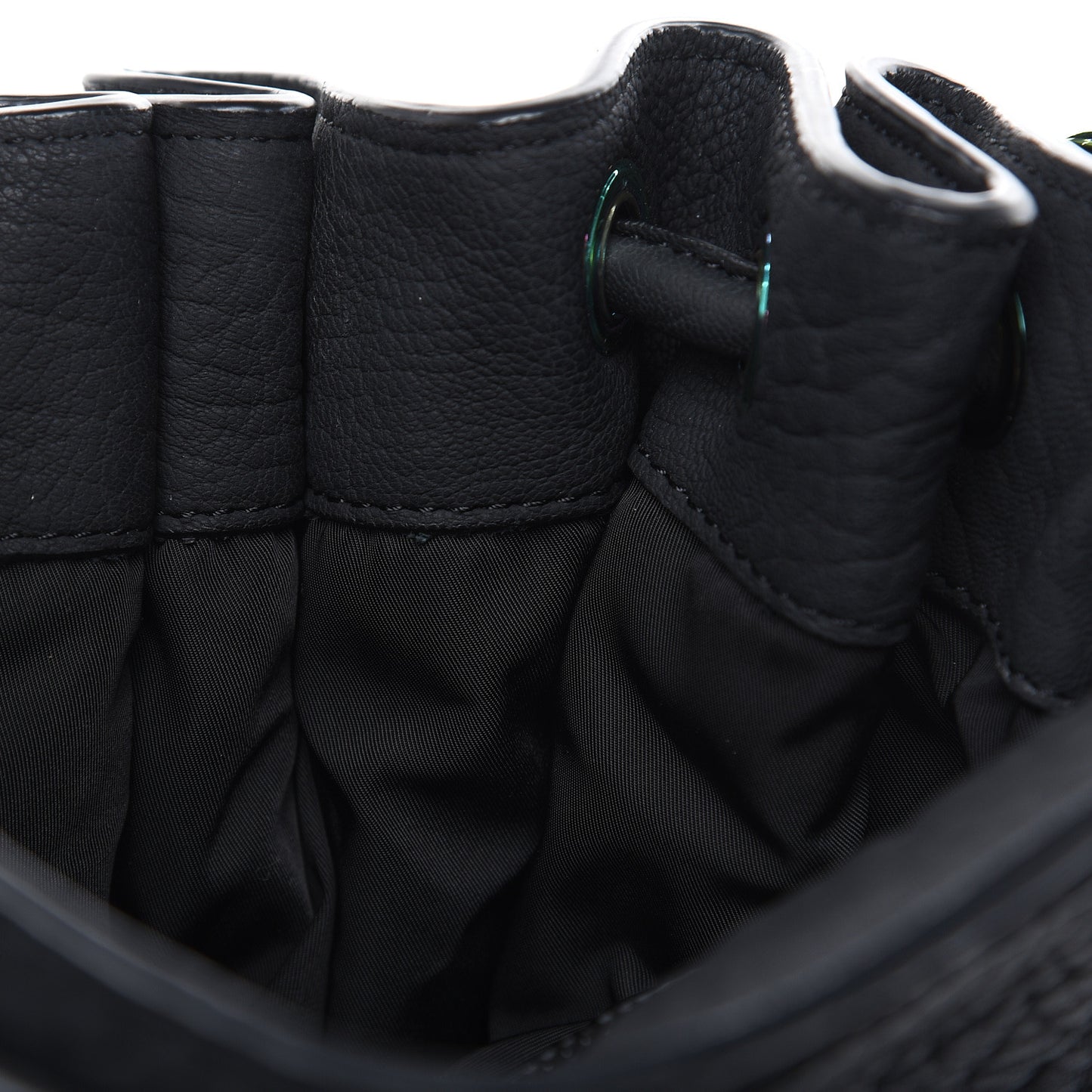 Pebbled Lambskin Diego Bucket Black Iridescent Hardware
