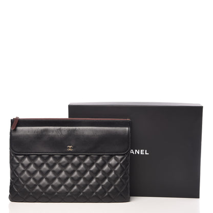 Chanel Lambskin Quilted Large Flap Cosmetic Case Black 10 of 13