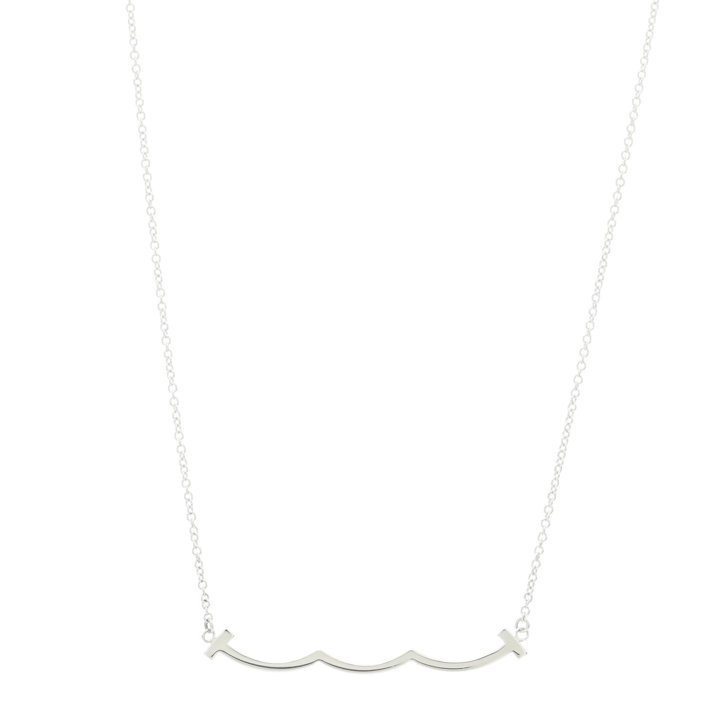 Sterling Silver Small T Wave Pendant Necklace