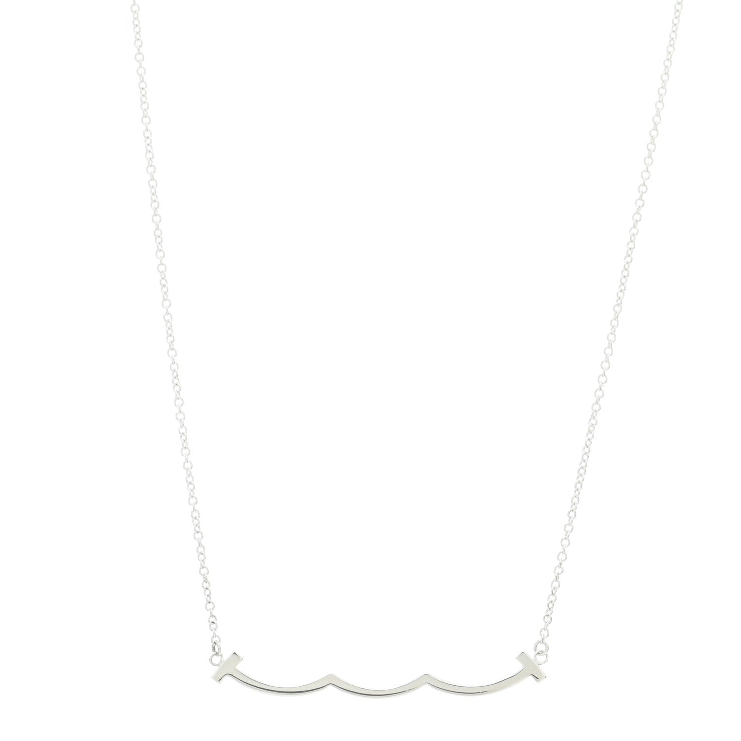Tiffany Sterling Silver Small T Wave Pendant Necklace 1 of 6