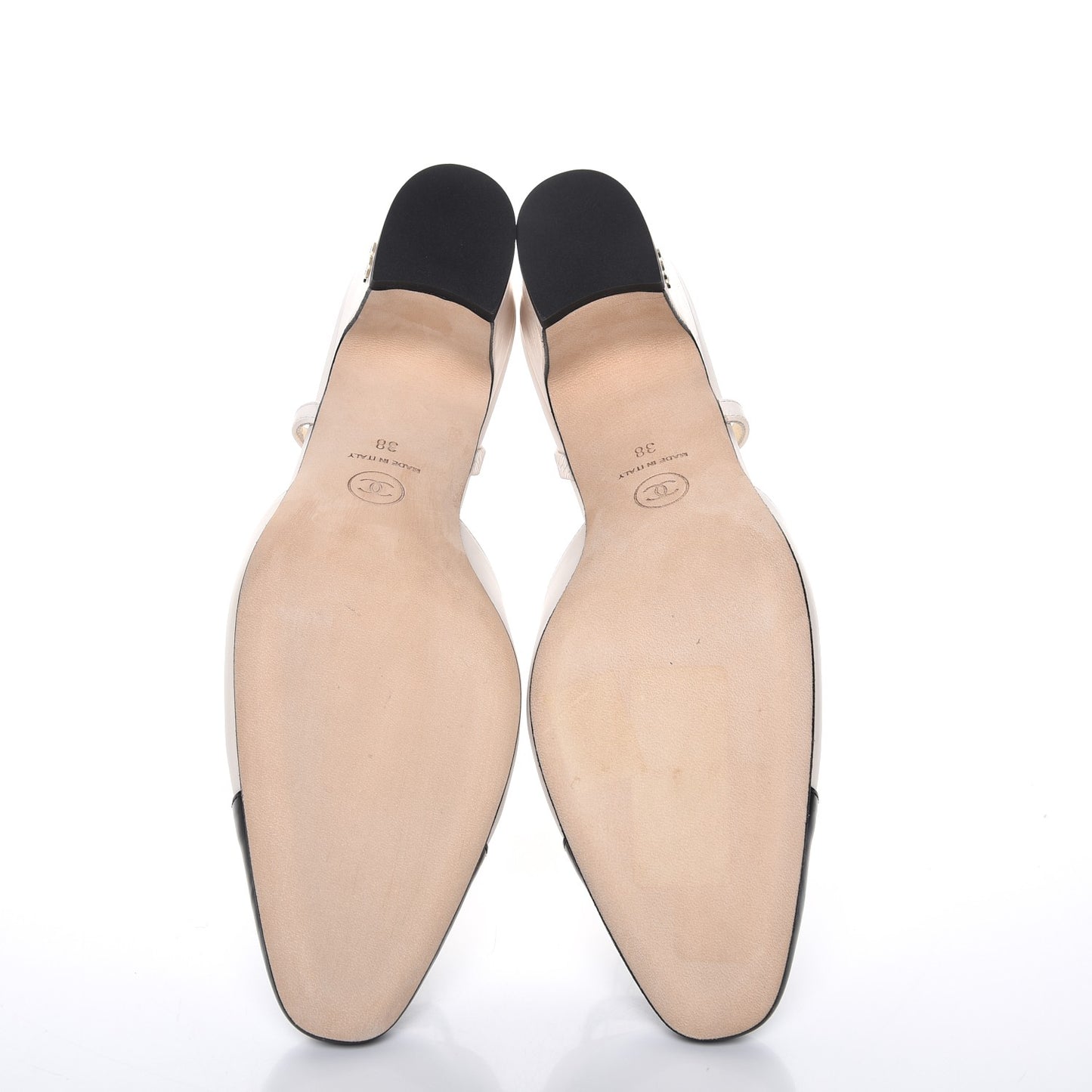 Calfskin Cap Toe CC Slingback Sandals 38 Ivory Black