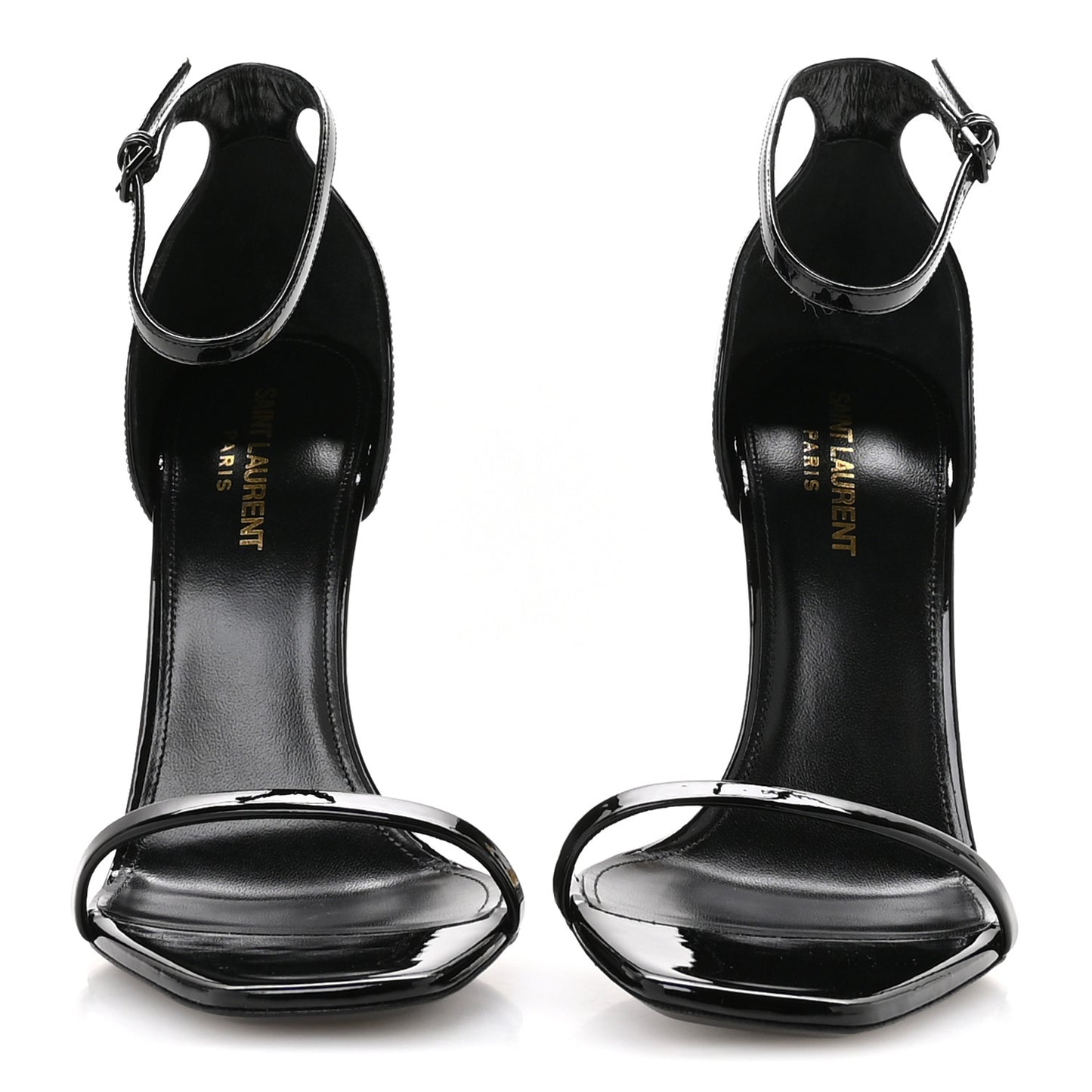 Patent Calfskin Opyum 110 Sandals 39.5 Black Gold