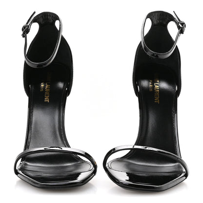 Saint Laurent Patent Calfskin Opyum 110 Sandals 39.5 Black Gold 3 of 9
