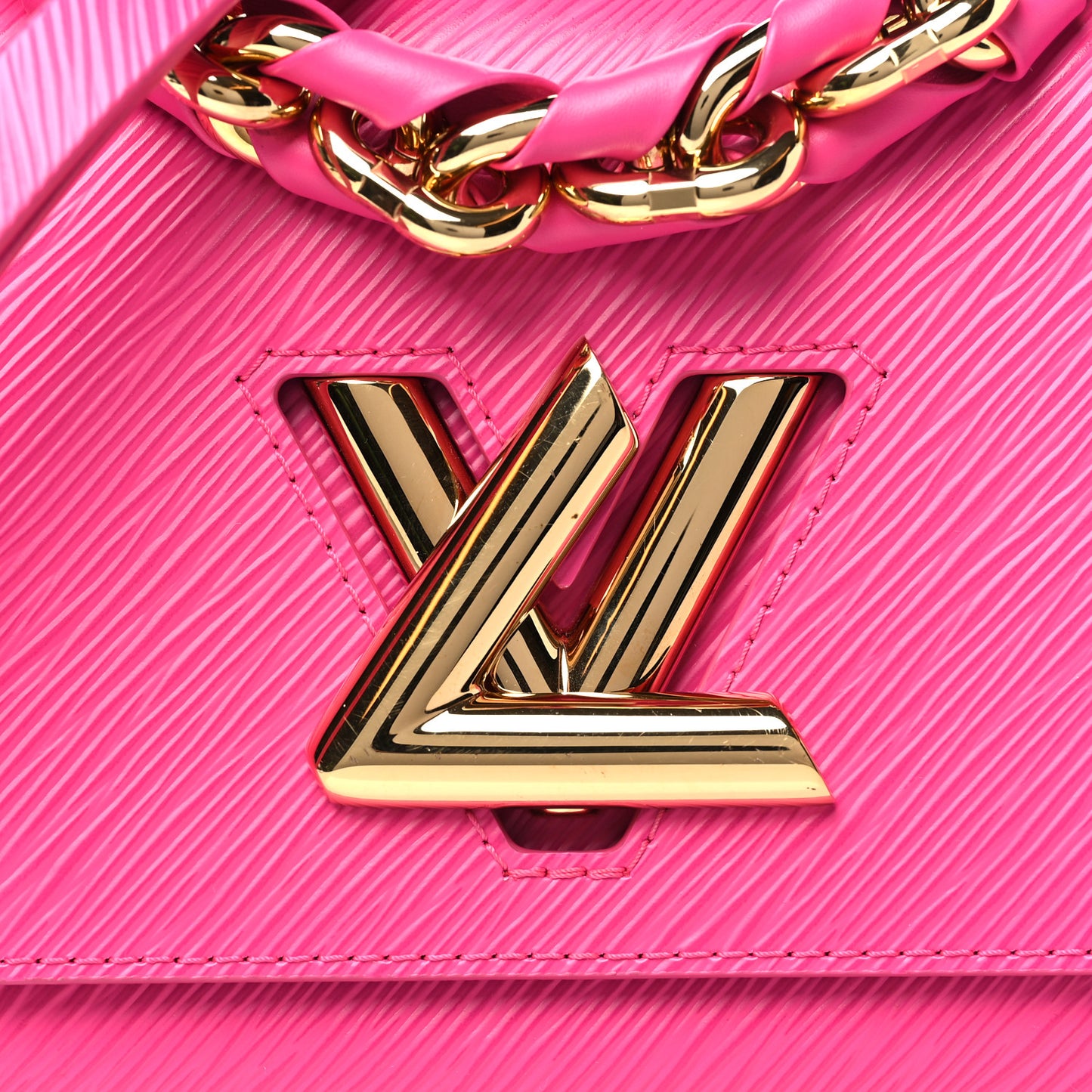 Epi Twist Braided Chain Shoulder Bag PM Rose Miami Pink