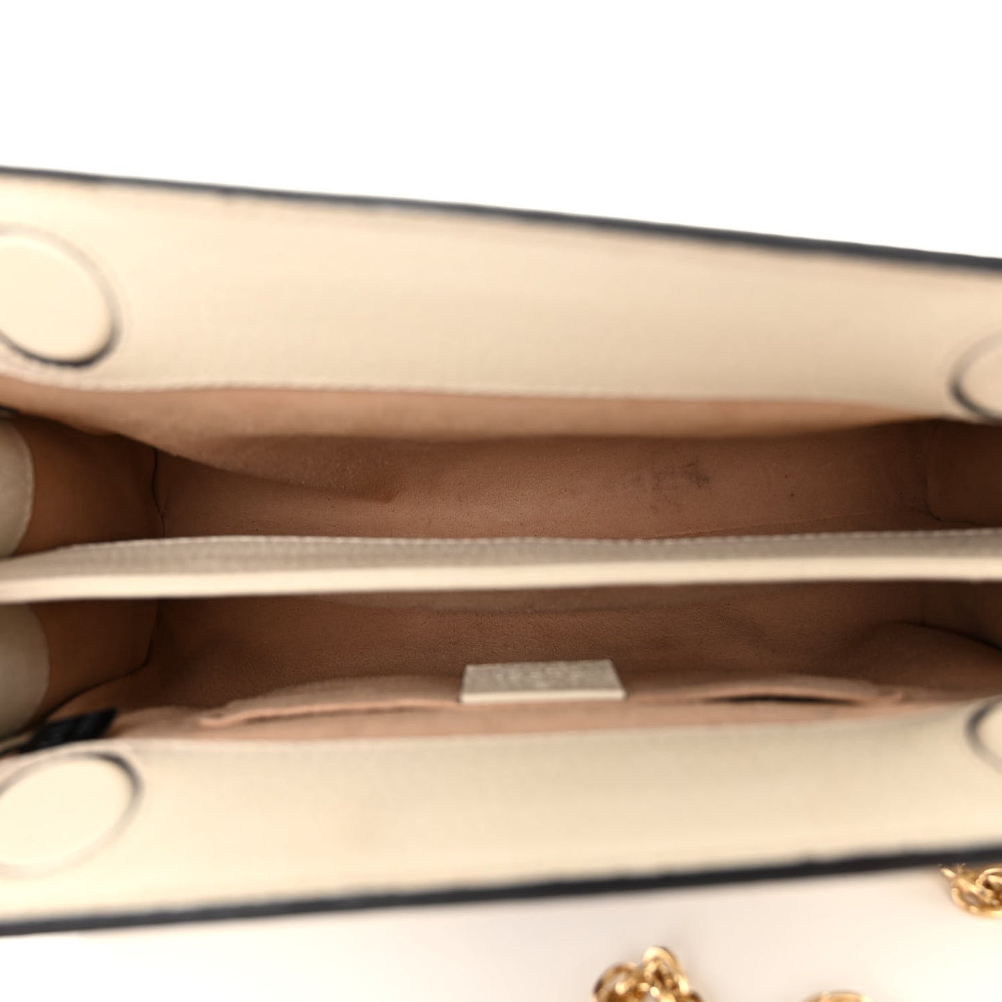 Textured Calfskin Web Small Ophidia Chain Shoulder Bag Mystic White