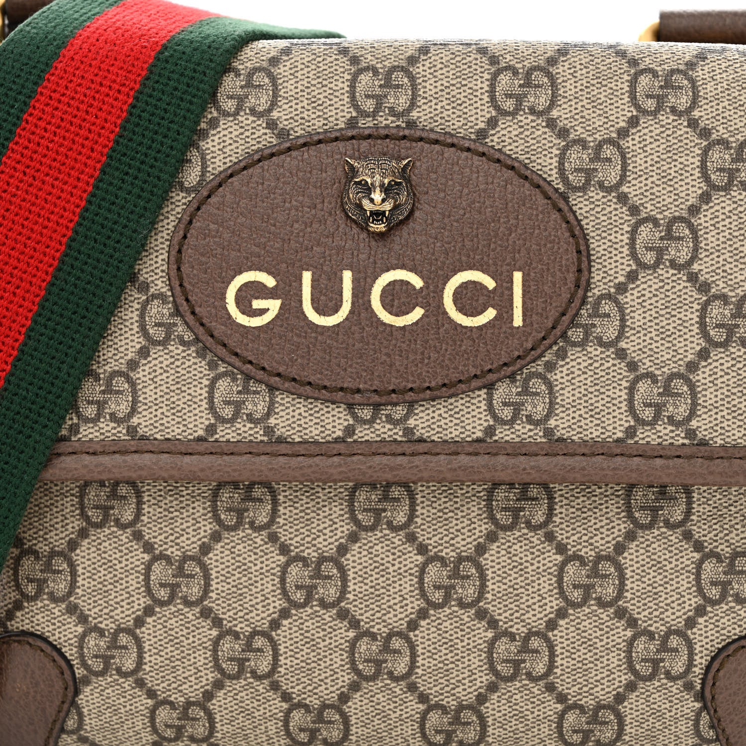 Gucci GG Supreme Monogram Web Small Neo Vintage Double Flap Messenger Bag Beige New Acero 10 of 12