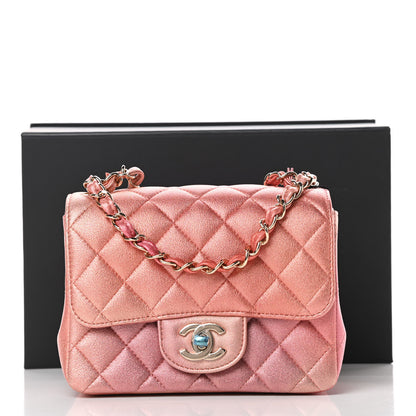 Chanel Metallic Lambskin Quilted Ombre Mini Square Flap Pink 11 of 11