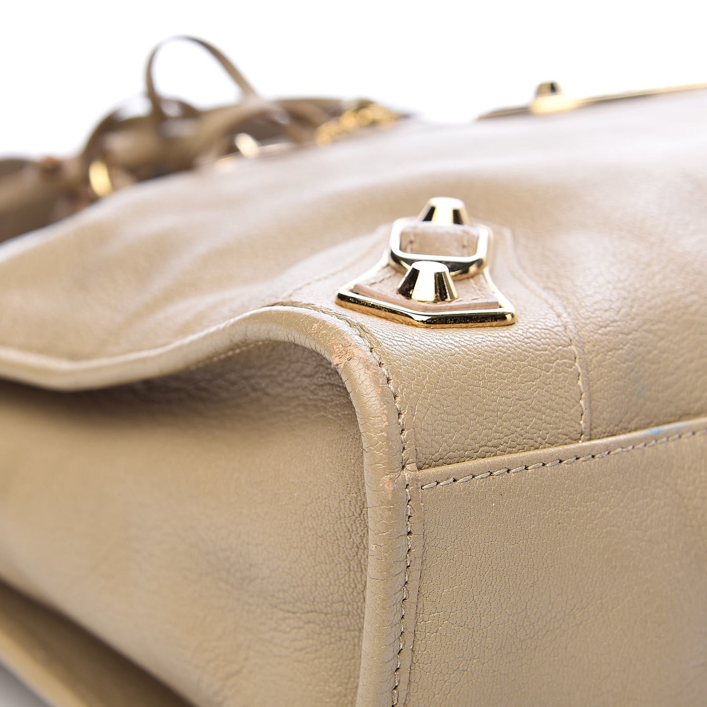 Chevre Gold Metallic Edge Hardware City Beige Latte