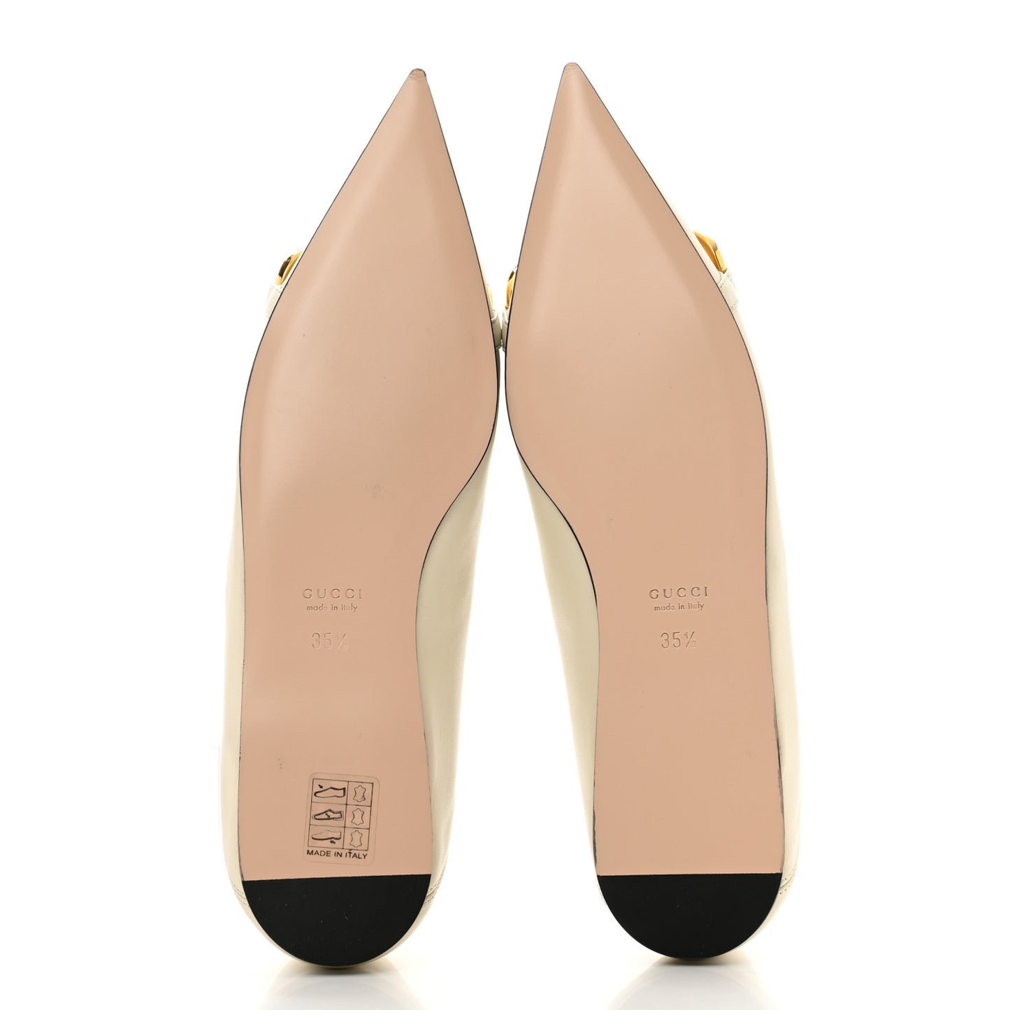 Nappa Lumiere Deva Horsebit Chain Embellished Flats 35.5 Dusty White