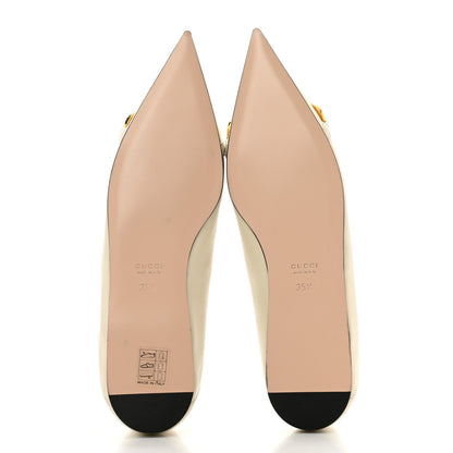 Gucci Nappa Lumiere Deva Horsebit Chain Embellished Flats 35.5 Dusty White 5 of 10