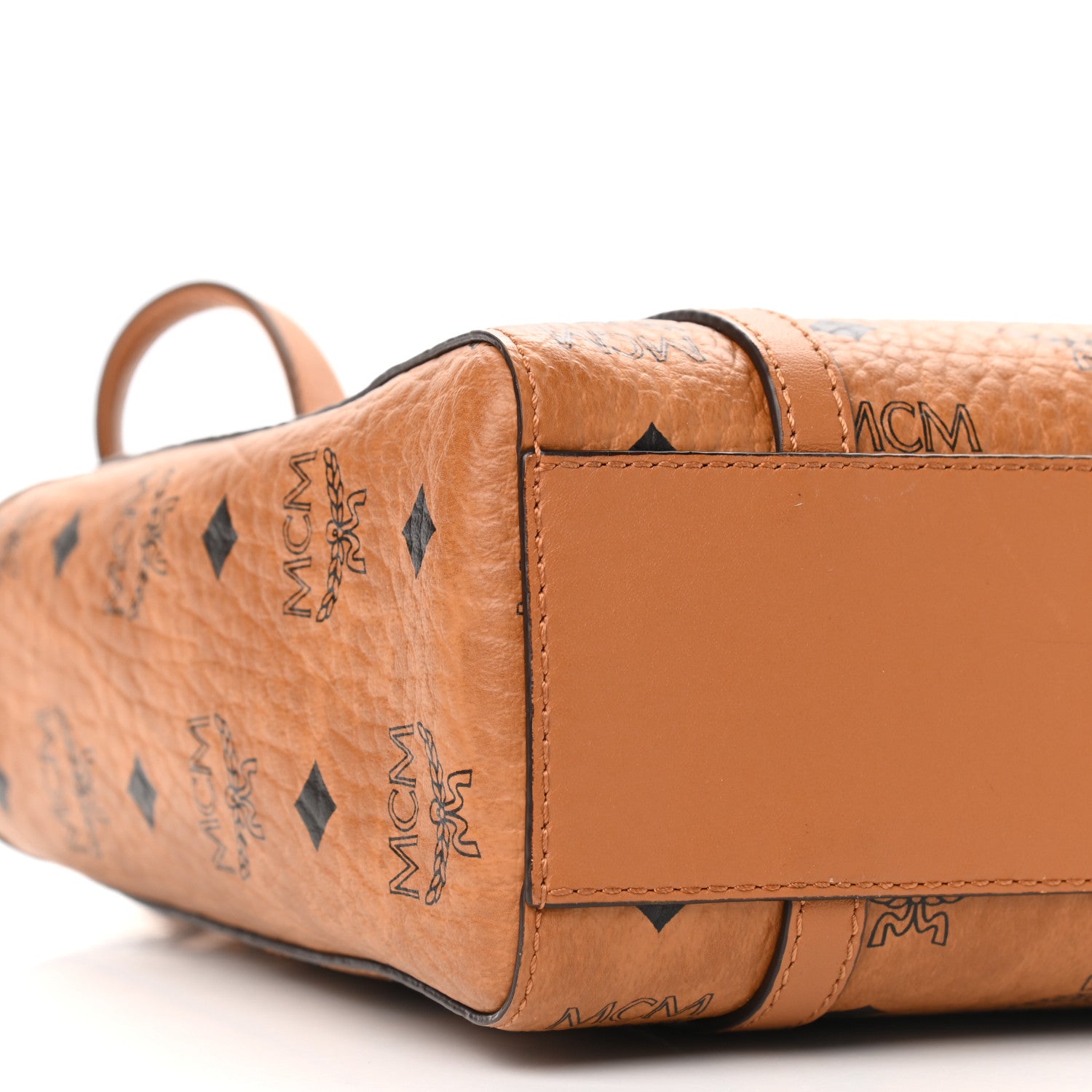 MCM Visetos Mini Toni Shopper Tote Cognac 9 of 10