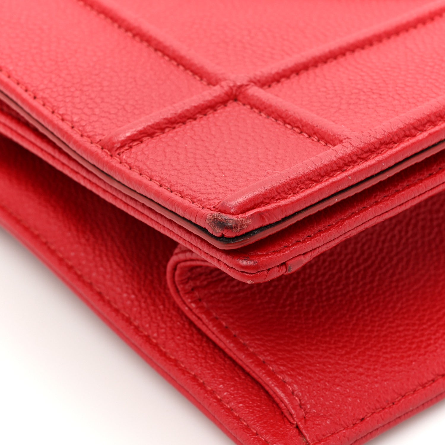 Christian Dior Grained Calfskin Medium Diorama Flap Bag Red 10 of 18