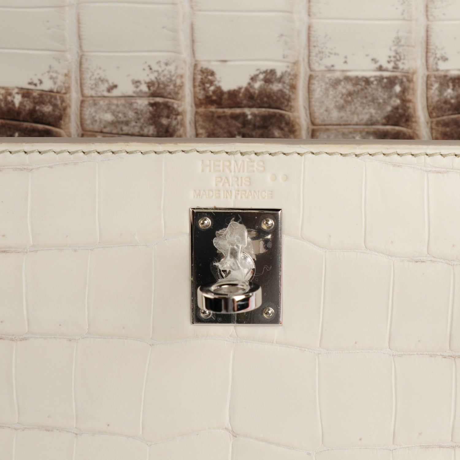 Hermes Matte Niloticus Crocodile Himalaya Kelly Retourne 25 White 11 of 32