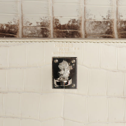 Hermes Matte Niloticus Crocodile Himalaya Kelly Retourne 25 White 11 of 32