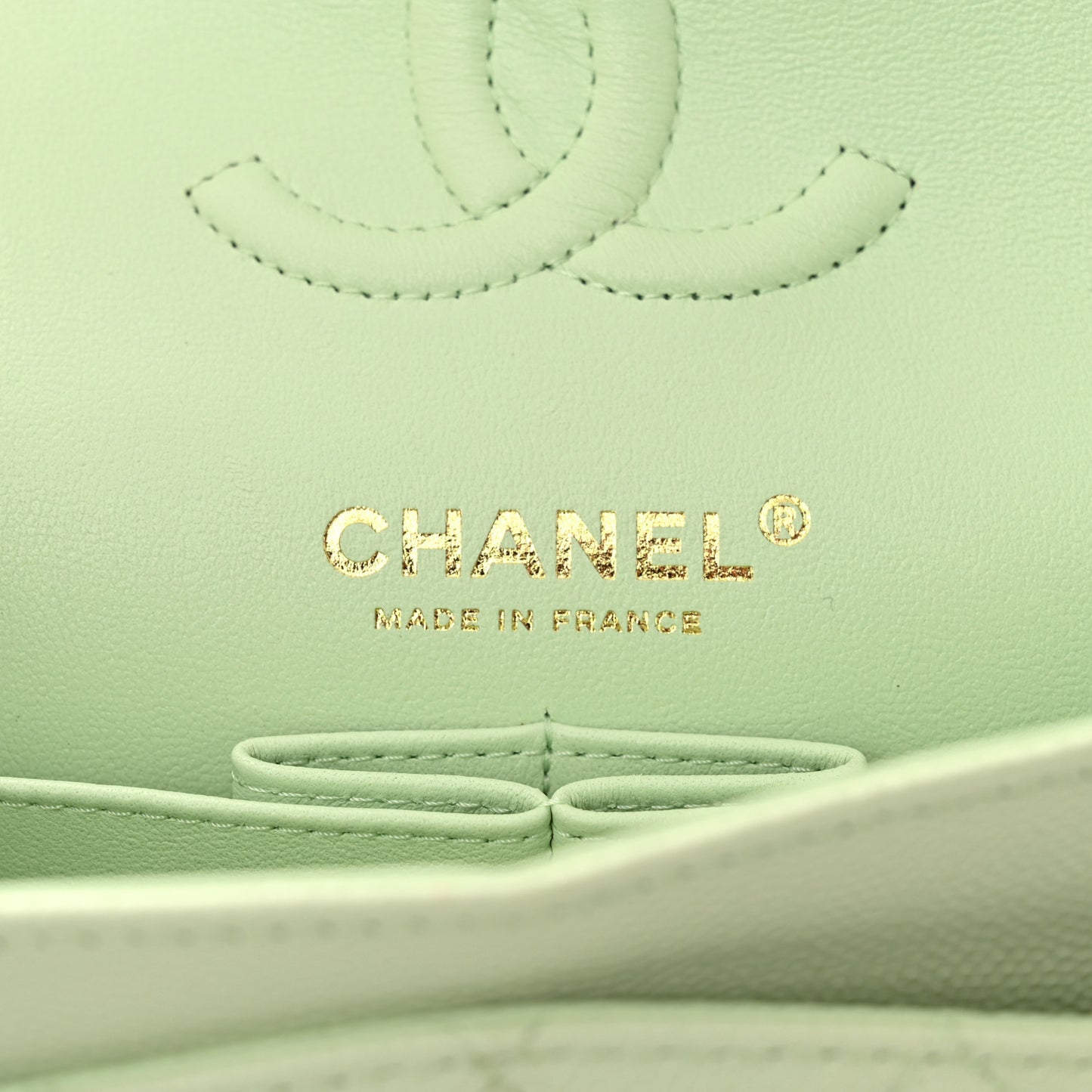 Caviar Quilted Small Double Flap Light Green