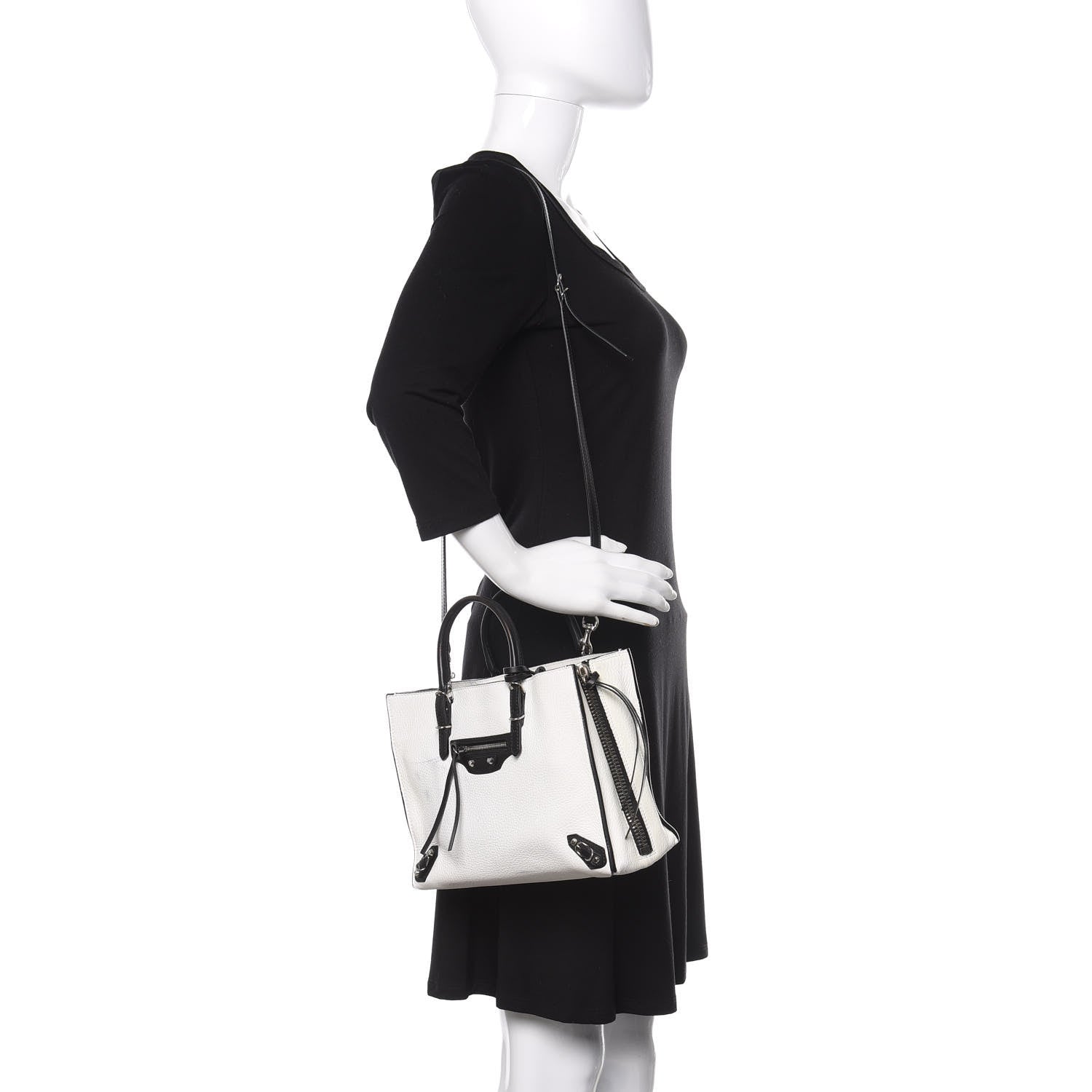 Balenciaga Veau Papier A6 Zip Around Tote White Black 3 of 17