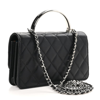 Chanel Lambskin Quilted Metal Top Handle Crossbody Flap Black 3 of 16