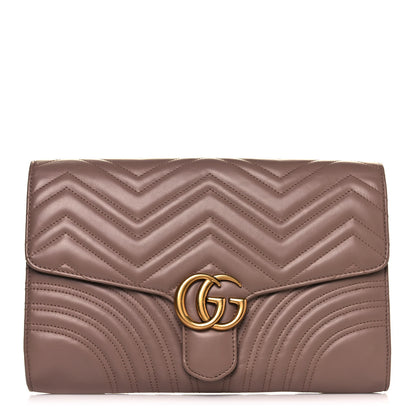 Gucci Calfskin Matelasse GG Marmont Clutch Porcelain Rose 1 of 10
