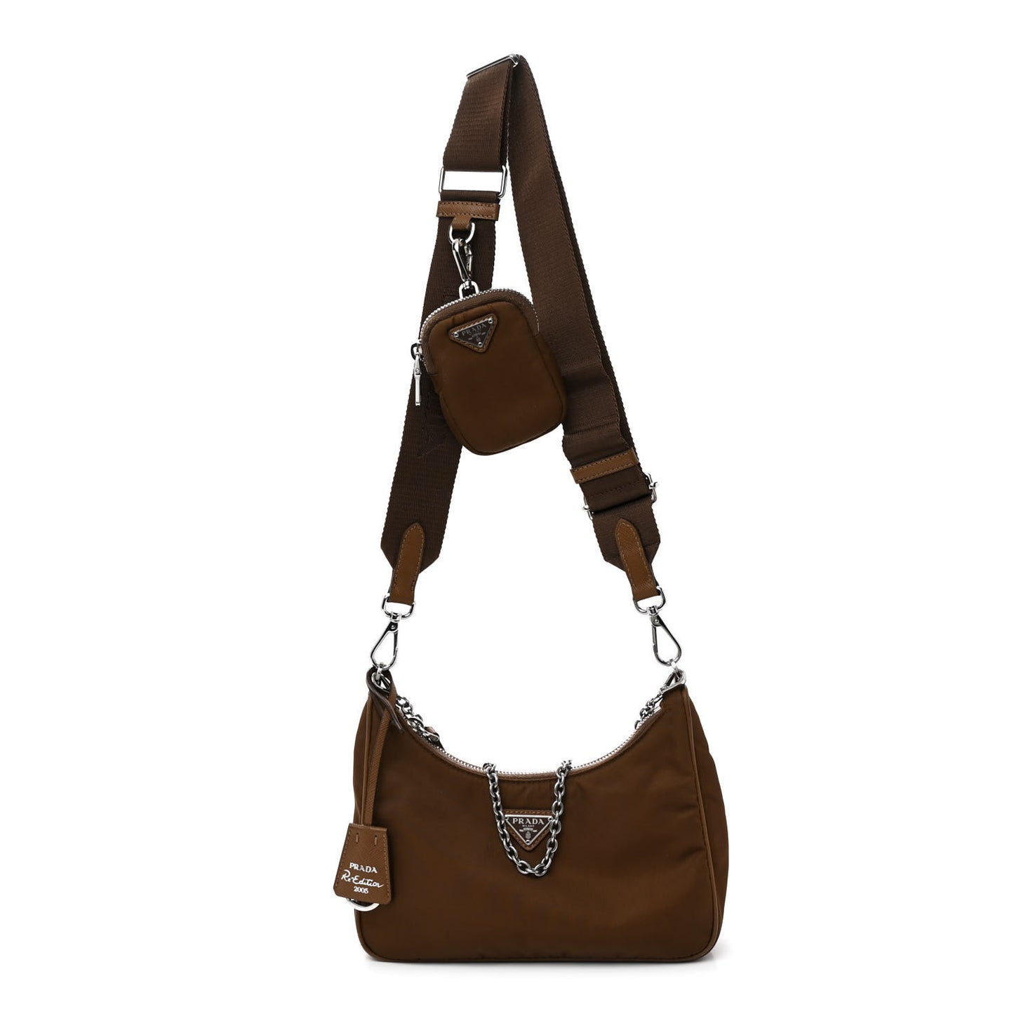 Tessuto Nylon Saffiano Re-Edition 2005 Shoulder Bag Cacao