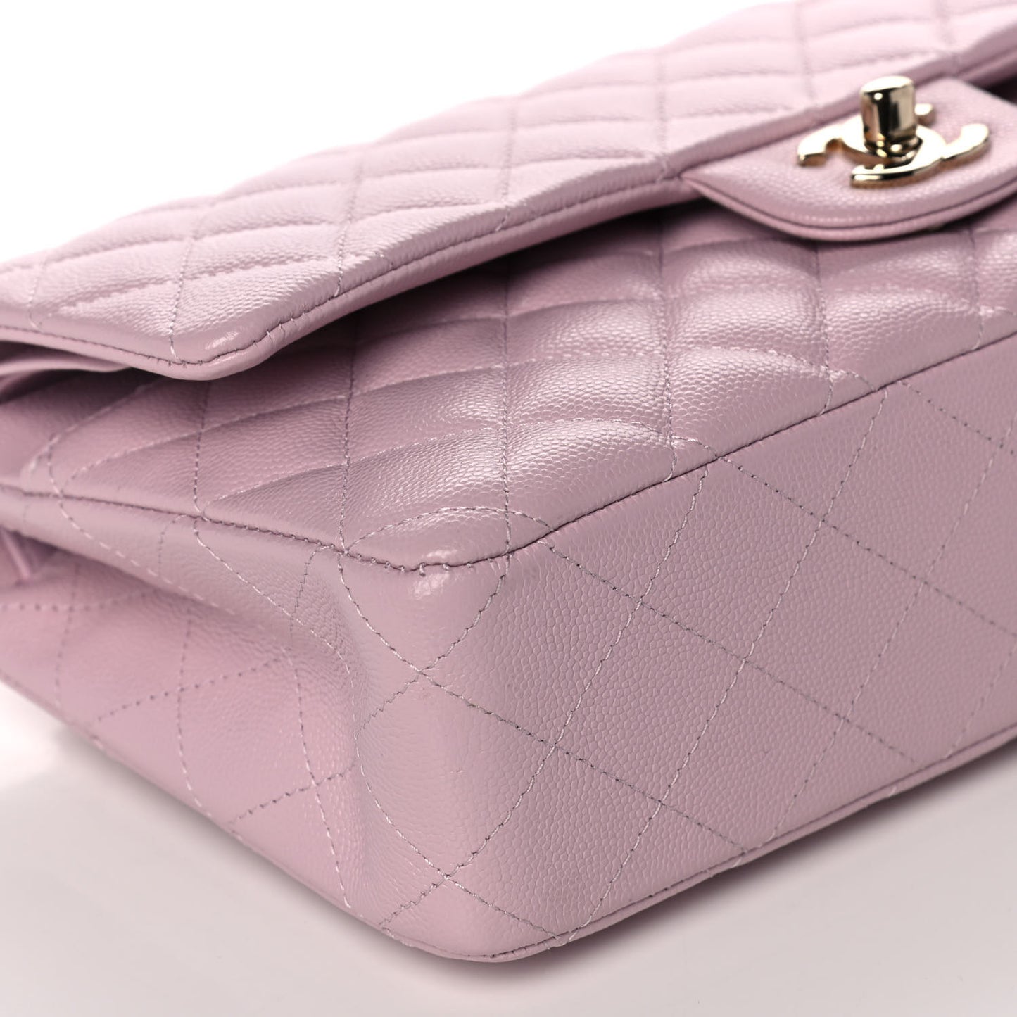 Caviar Quilted Medium Double Flap Light Pink