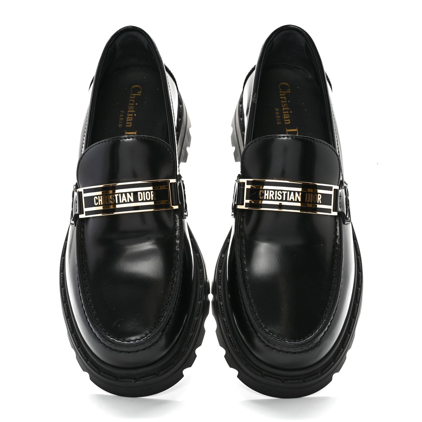 Brushed Calfskin Dior Code Lug Sole 15mm Loafers 37 Black